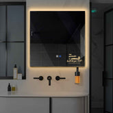 LED Spiegel Quadratisch | Touch-Schalter | Anti-Beschlag-Funktion | Warmweißes Licht - Reyze Seria Motivated Model 3